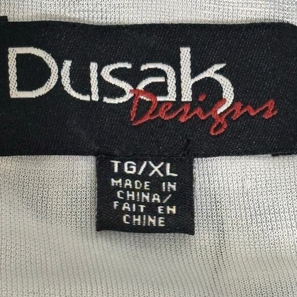 Dusak Designs Blue and White Layered Ruffle Blouse Size XL - Picture 5 of 9